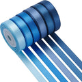 LIUYAXI Blue Satin Ribbon 3/8 Inch X 6 Rolls Total 60 Yards Double Faced Blue Ribbon Set for Gift Wrapping Craft Wedding Decoration