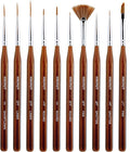 HNIHUY Detail Paint Brushes Set 10pcs Miniature Brushes for Fine Detailing & Art Painting - Acrylic, Watercolor, Oil, Models