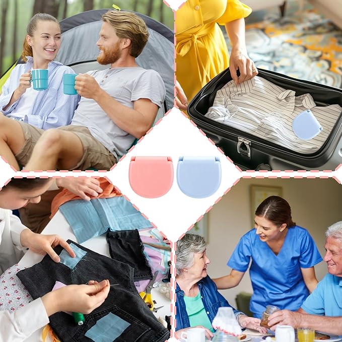 20Pack Mini Travel Sewing Kit, Portable Sewing Tools, DIY Sewing Supplies, Plastic Sewing Kit, Beginner Emergency Sewing Repair Kit with Threads Scissors Hand Sewing Needles (Light Blue, Light Pink)