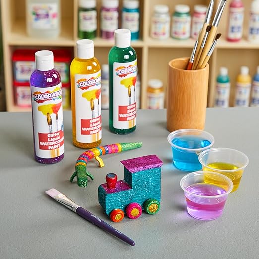Colorations Liquid Glitter Watercolor Paint, 8 fl oz, Red, Non-Toxic, Painting, Kids, Craft, Hobby, Fun, Water Color, Posters, Cool Effects, Versatile, Gift