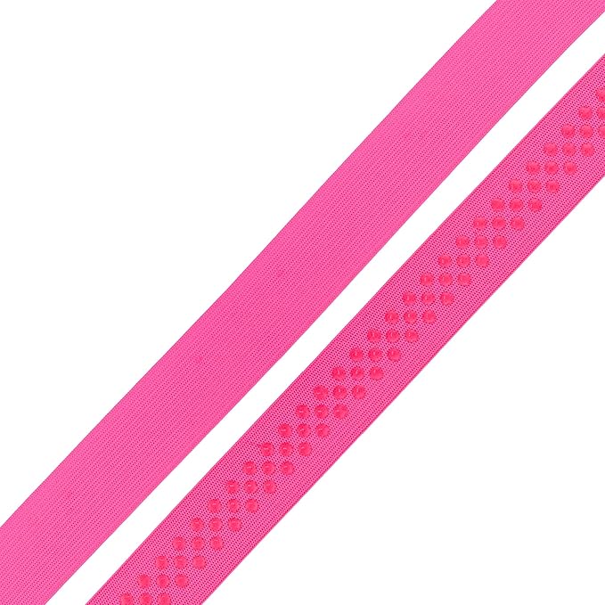 Mandala Crafts 1 Inch Elastic Silicone Gripper Tape for Clothing - 10 Yds Dotted Non Slip Elastic Band for Sewing - Hot Pink Silicone Flat Fabric Stretchy Ribbon Straps