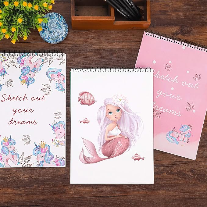 Sketchbook for Kids, Unicron Sketch Book for Girls and Artist Kids to Drawing and Sketching or Doodling, 8.5"x11", Spiral Bound Art Paper, Acid Free (110gsm)