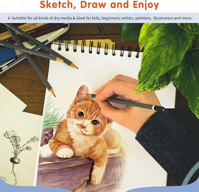 FIXSMITH 9"X12" Sketch Book | 160 Sheets (68 lb/100gsm) | 2 Pack Sketchbooks | Top Spiral Bound Artist Sketch Pad | Acid Free Drawing Pad | Ideal for Kids,Beginners,Artists &Painters | Bright White