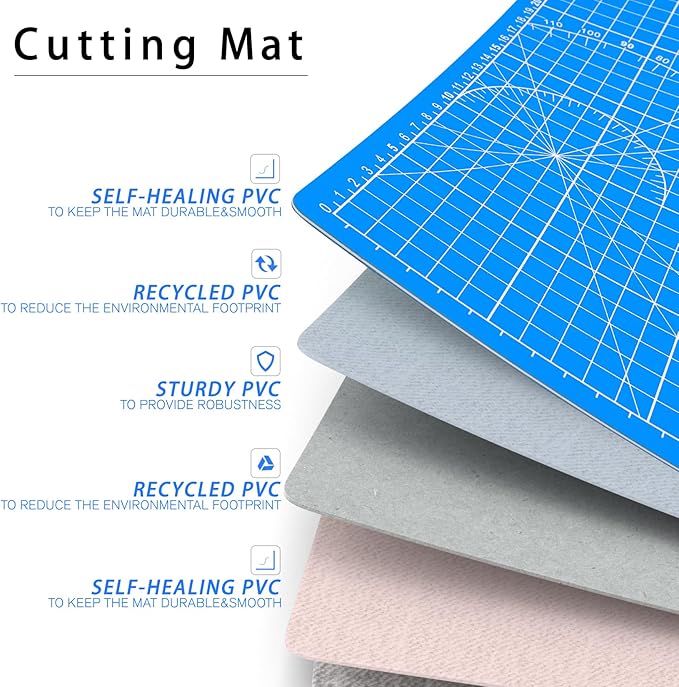 DIYSELF Cutting Mat 12in×18in, Cutting Mats for Crafts, Self Healing Cutting Mat A3, Fabric Cutting Mats Double Side for Sewing, Quilting, Craft Mat for Desktop