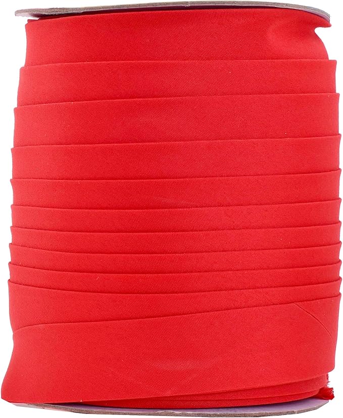 Mandala Crafts 55 Yards 1 Inch Red Double Fold Bias Tape for Sewing - Bias Binding Tape for Quilting Binding, Hemming, Seam, and Fabric Piping