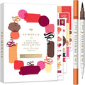 Primrosia 12 Dual Tip Watercolor Marker Pens - Fine Tip & Brush Tips, Professional Quality, 4 x Sticker Sheets, Blendable, Non-Toxic, Perfect for Calligraphy, Drawing & Coloring. (Woodlands)