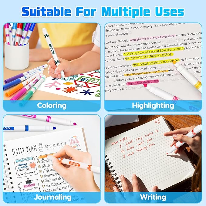 256 PCS Washable Markers for Kids, Colored Markers Bulk for School, Thin Marker Set in 16 Assorting Colors, Fine Line Marker with Conical Tip, Back to School Supplies, Classroom Must Haves