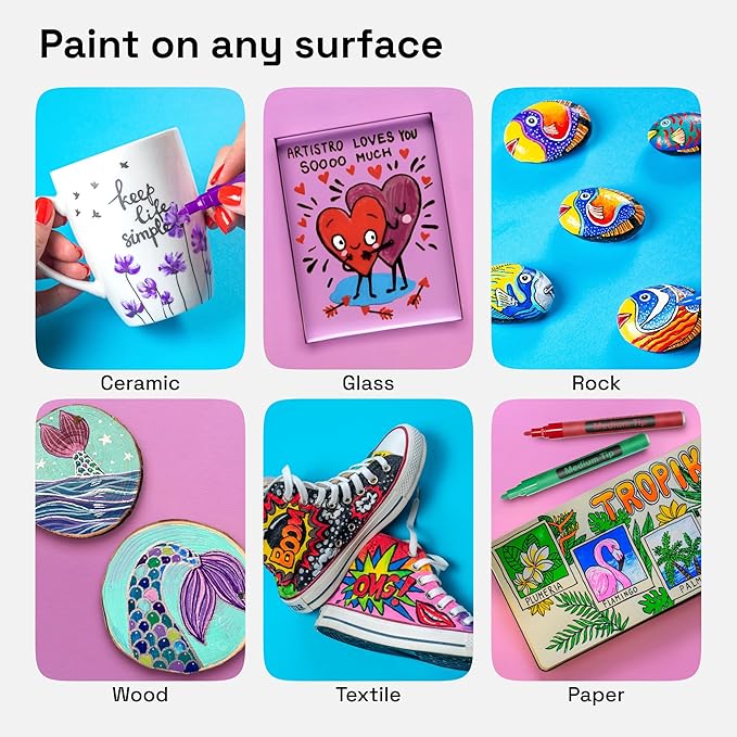 ARTISTRO 30 Fabric Markers - Fabric Decorating Kit - Permanent for Clothes - No Bleed Pens for T-Shirts, Bags, Textile, Canvas, and More (Medium Tip)