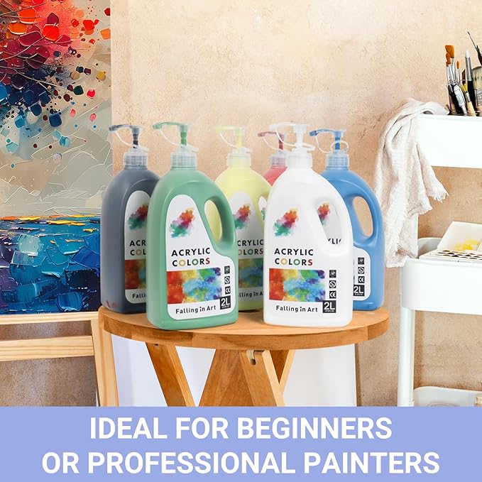 Falling in Art Cabalt Blue Acrylic Paint, Large 67.6Oz Premium Pouring Acrylic Paint, Perfect for Canvas, Wood, Ceramic, and More