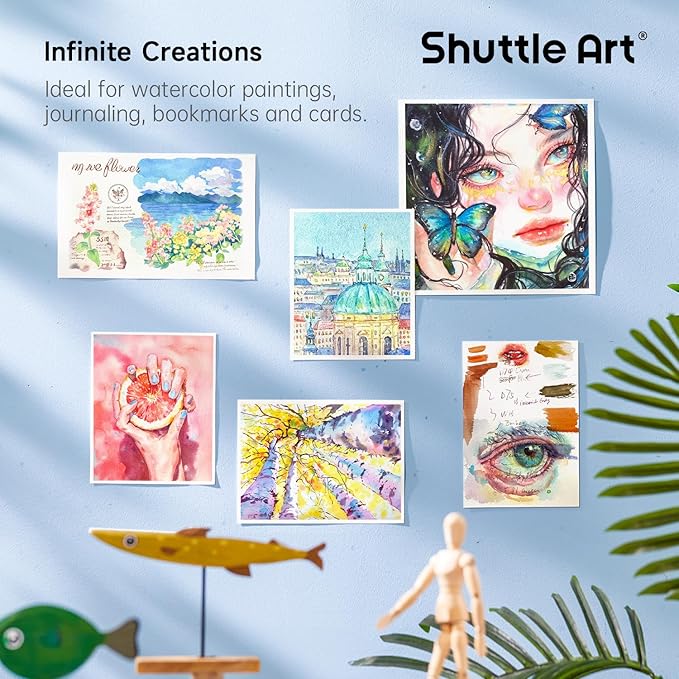 Shuttle Art 58 Pack Watercolor Paint Set, 48 Colors Watercolor Pan with 10 Paint Brushes for Beginners, Artists, Kids & Adults to Water Color Paint, Bullet Journal, Calligraphy Practice