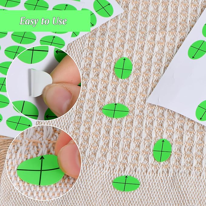 400 Pcs Embroidery Target Stickers, 3/4" x1/2" Machine Embroidery Placement Stickers Embroidery Target Labels Oval Planner Calendar Sticker Scrapbooking Crafting Stickers (Green)