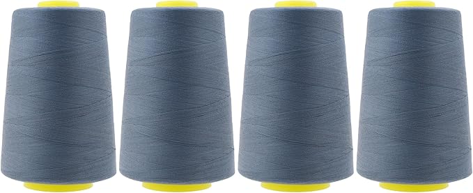 Mandala Crafts 4 Pack of Serger Threads Cones Spools - 40S/2 24000 Yards Polyester Slate Gray Threads for Sergers Machine and Overlock Quilting Sewing Machine