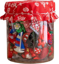 Holiday Magic Craft Button Jar | Christmas Embellishment Assortment, Sew-Thru, Loop-Back & Flat-Back Buttons for DIY Crafts, Christmas Ornaments Décor | 80 Pcs, Red