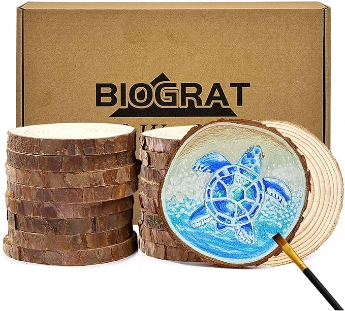 4 Inch Wood Slices Wooden Discs for Crafts 3.5-4.0 Inch, 16 Pcs