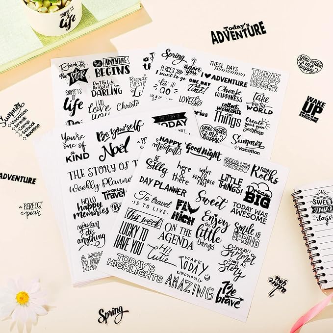 Laumoi 546 Pcs 24 Sheet Scrapbook Stickers Vintage Words Stickers for Journaling Inspirational Nice Words Sentences Waterproof Aesthetic for Family Water Bottles Laptop(Vivid Style)
