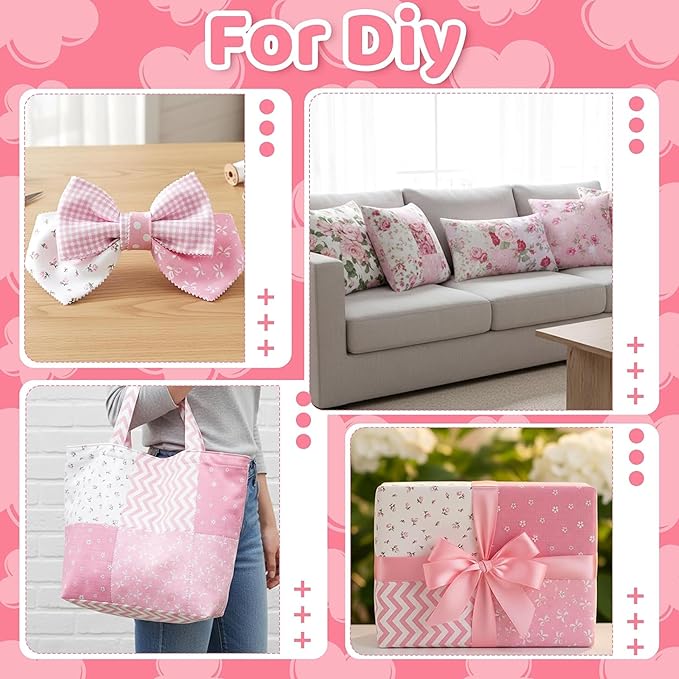 84 Pcs Pink Cotton Fabric Quilt Squares 5x5, Charm Packs for Quilting 5 inch, 5" Charm Squares for Quilting, Sewing, Patchwork, Birthday Valentine's Party Decor, and Crafts - Pink