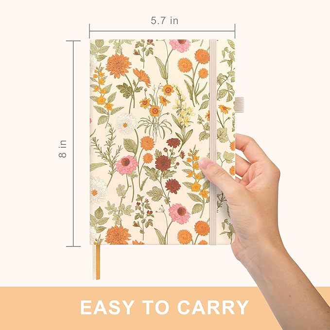 &And Per Se Lined Journal Notebook for Women&Men with Pattern, 160 Pages 100GSM Thick Paper, A5 Hardcover Journals for Writing, 5.7'' x 8'' (Wild Flowers)