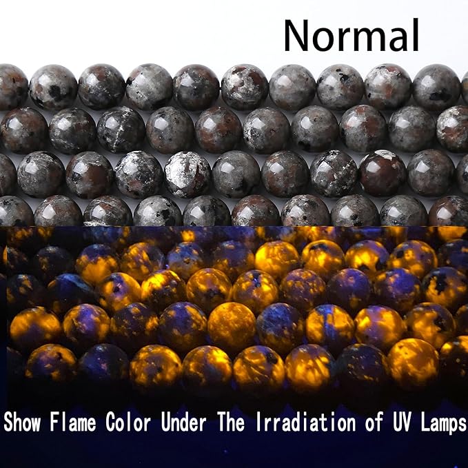 160PCS 4MM Flame Yooperlite Stone Beads Loose Beads for Jewelry Making DIY Bracelets Show Flame Color Under The Irradiation of UV Lamps 2 Strands