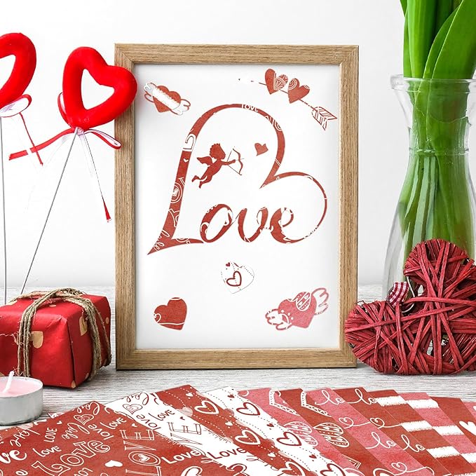 Valentines Pattern Paper Double Sided Valentine Decorative Scrapbook Craft Paper,Love Heart Red Black Cardstock for Valentines Craft Supplies Card Making Scrapbook(12 Design,24 Sheet,11 x 11 Inch)