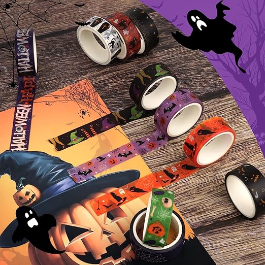 Halloween Washi Tape Set 20 Rolls Halloween Scary Decorative Tape for Kids Holiday DIY Art Crafts Notebook Scrapbooking & Stamping Supplies