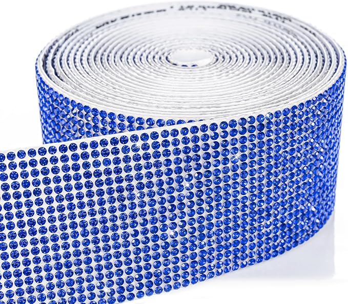 Novani Self Adhesive Rhinestone Ribbon, 1.53 Inch Wide 3 Yards 1 Roll, Royal Blue Crystal Diamond Bling Strips for DIY Crafts, Home Decor, Clothing,Shoes, Car Decoration