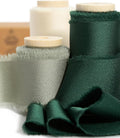 Vitalizart Silk Satin Ribbon 1-1/2 Inch x 15 Yard Green & Cream Handmade Frayed Ribbons for Gift Wrapping Baby Shower Wedding Bridal Bouquets Holiday Decor Sage Ivory White