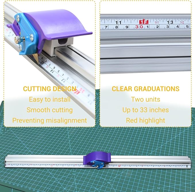 27 1/2" Manual Paper Cutter with Dual Measurement Ruler, Sliding Trimmer for Foam Board, Photos, PVC Film & PET Sheets, 30 Spare Blades Included