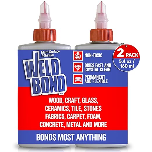 Weldbond Wood Glue for Furniture Heavy Duty, Wood Glue for Woodworking, Bonds Most Anything Including Glass Crafts Ceramic Tile Mosaic Stones Pottery Jewelry & More. Non-Toxic PVA 5.4 oz / 160ml