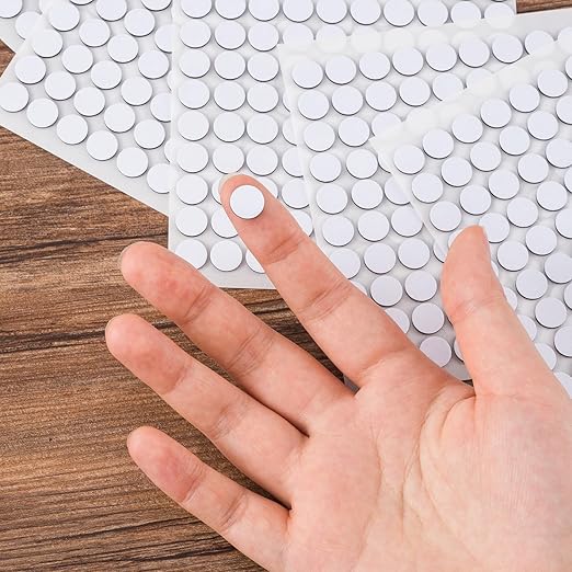 600pcs Small Foam Furniture Pads, Self-Adhesive EVA Foam Dot Circles, White Round Furniture Stickers for Desks Drawers Vases Photo Frames Cabinets Doors Candlesticks- B Styles