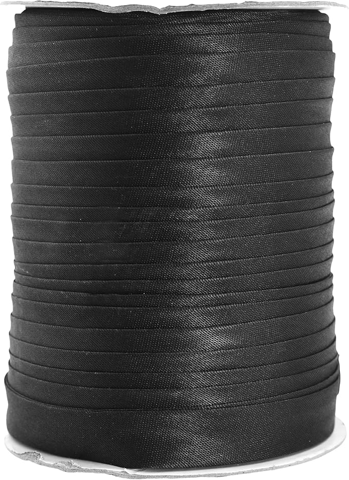 Mandala Crafts 5/8 Inch Single Fold Bias Tape for Sewing, Quilting, Piping, Hemming, Blanket & Quilt Binding – 55 Yards Black Fabric Seam Binding Tape