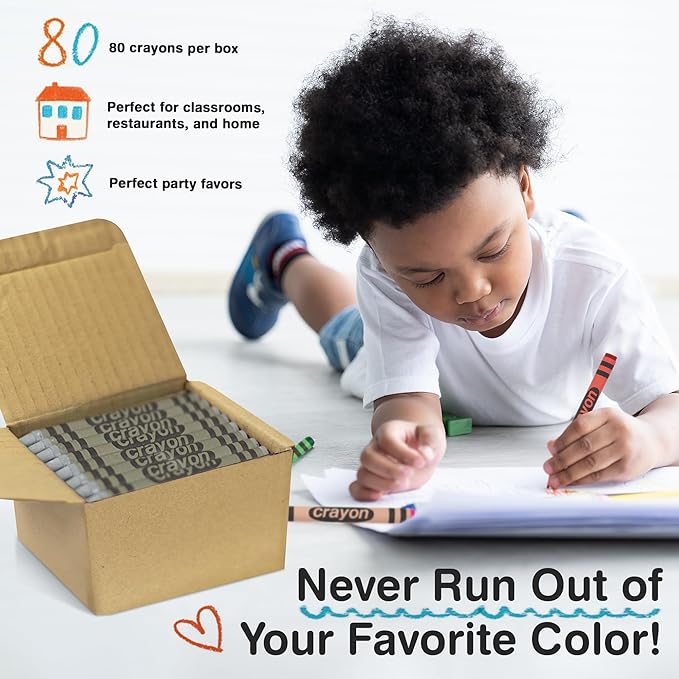 80 Count Single Color Crayons Bulk Pack - GREY single color crayon refill - Regular size crayons (5/16" x 3-1/2")