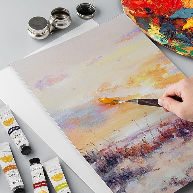 CONDA Canvas Board 10 x 10 inch, 14 Pack Canvases for Painting, Gesso Primed Acid-Free, 100% Cotton Canvas for Drawing, Artist Canvas Panels for Acrylic, Pouring & Oil Painting