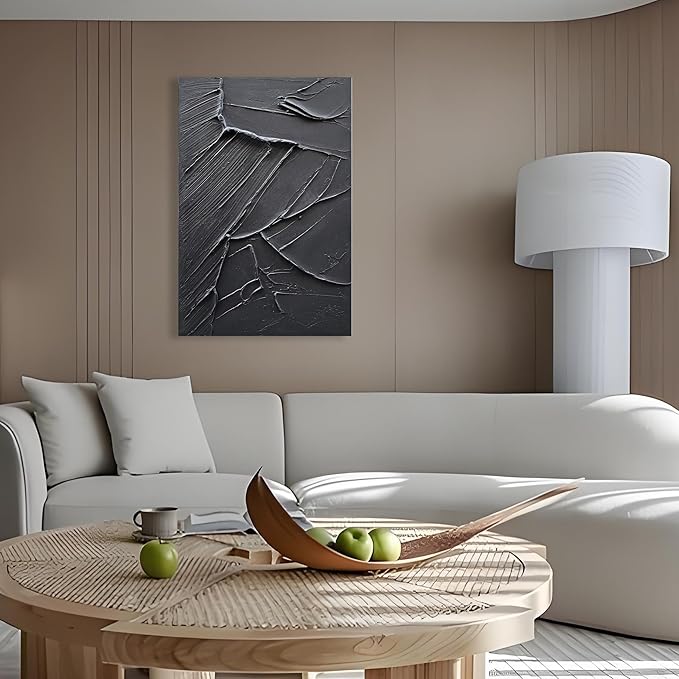 Art 36x24 inch Hand-Painted Black Texture Oil Painting Modern Abstract Art Home Wall Decoration Painting
