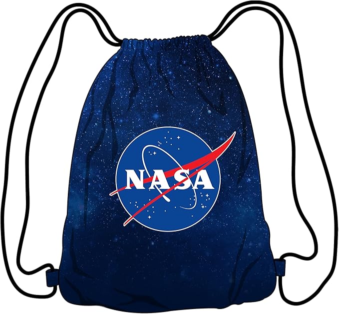 Northcott NASA Logo DIY Drawstring Bag Sewing Kit – Space-Themed Fabric Craft Project for Adults – Includes 24" x 43" Dark Blue Canvas Panel & 12ft Nylon Paracord – Create 17" x 13" Handmade Bag
