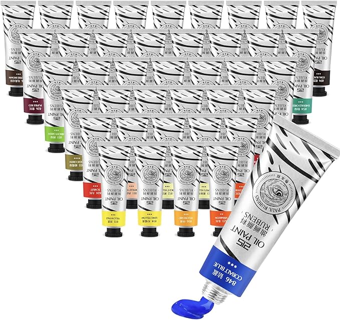 Paul Rubens Oil Paint, 40 Colors*50ml LargeTubes, Professional Oil Based Paint with High Saturation, Creamy Texture, and Consistency,Art Supplies for Artists, Students, Beginners