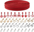 Mylbeter #3 Nylon Coil Zippers by The Yards Red Bulk Zippers 10 Yards with 40PCS Sliders Continuous Zipper Tape for DIY Bag Clothing Sewing Crafts Gold Pull Sliver Slider Zipper for Bags and Purses