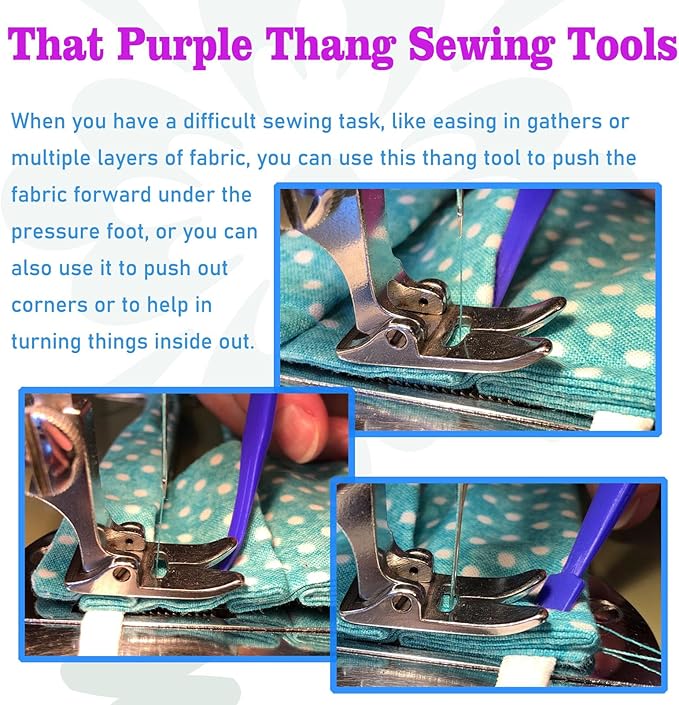 YEQIN 8pcs Quick Turn Fabric & That Purple Thang Sewing Tools Set - Assorted Sizes Tube Turners & That Purple Thang Tools for Sewing Craft DIY Projects Tools