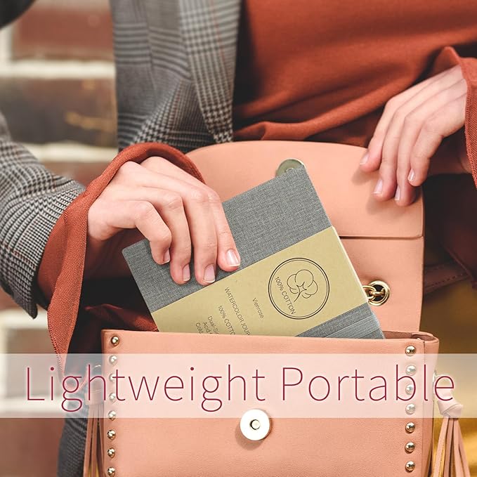 Vienrose Watercolor Sketchbook, 5.5"x5.5" Watercolor Journal with 24 Sheets 140 LB (300 GSM) Cotton Watercolor Paper, Brown Linen Cover Water Coloring Sketch Book As Travel Notebook On The Go