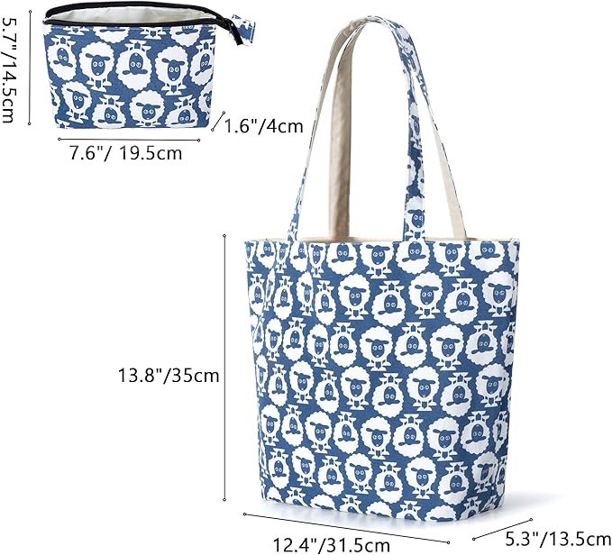 Yarwo Knitting Bag with Small Zipper Pouch, Yarn Tote for Knitting Needles, Skeins of Yarn and Crafts Supplies On the Go, Christmas & New Beginnings Gifts for Women, Sheep (Patented Design)