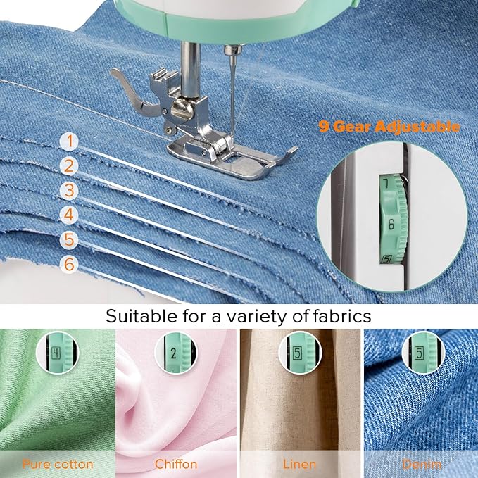 Sewing Machine for Beginners, Mini Sewing Machine with Sewing Kits, Electric Portable Sewing Machine with Full Featured, Built-in 12 Stitches, Twin Needle
