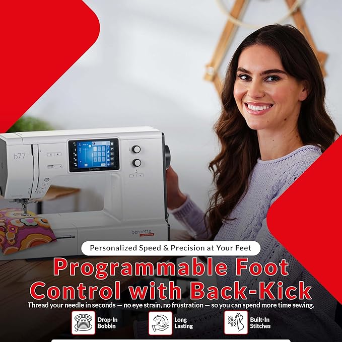 Bernette B77 Sewing and Quilting Machine - Ideal for Beginners, Heavy Duty with 60 pcs Northern Lights Threads Bundle Suitable for experts and beginners