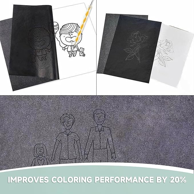 VEOOK 100 Sheets Carbon Paper Sheets, 9"x12" A4 Carbon Transfer Paper, Graphite Paper for DIY Woodworking, Paper, Canvas and Other Art Craft Surfaces(CA-01)