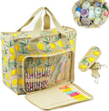 Mdoker Knitting Bags and Totes Organizers Large Crochet Bag Lightweight Yarn Bags for Travel Yarn Storage Organizers for Crochet Hooks,Yarn,Knitting & Crochet Supplies (Yellow Lemon)