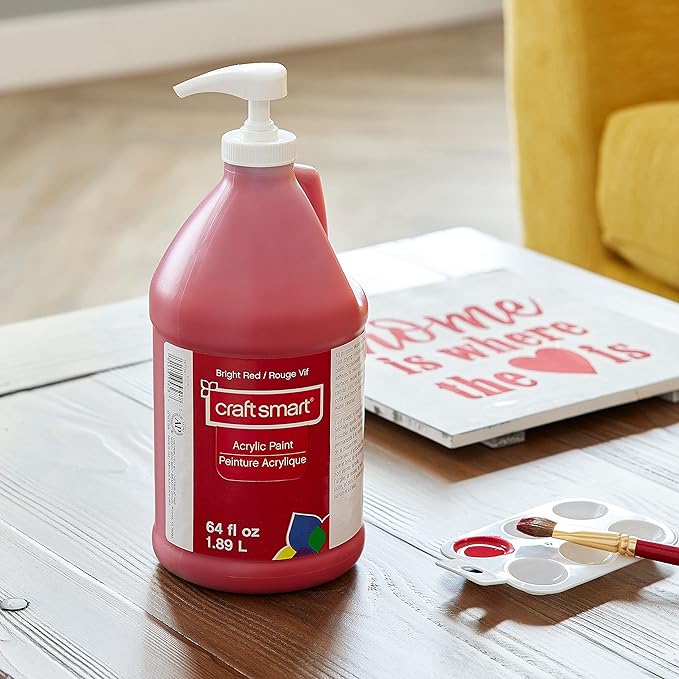Craft Smart 64oz. Bright Red Acrylic Paint - Fast Drying Paint for Drawing, Painting, Art & Crafts Supplies - 1 Pack