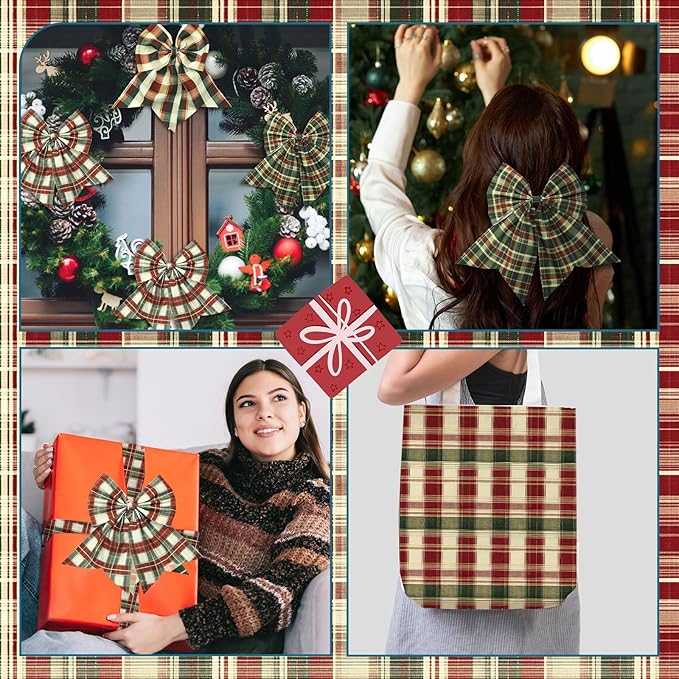 60 Pcs 10 x 10 Inch Vintage Christmas Quilting Fabric Plaid Homespun Fat Squares Patchwork Red Buffalo Plaid Precut Fabric Bundles for Xmas Winter Fall Quilting Crafting DIY Craft Sewing