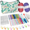 Coopay 24 Sizes Crochet Hooks with Crocheting Yarn Accessories, 2mm(B)-8mm(L) Warm Crochet Hooks Steel Crochet Hook Set, Smooth Crocheting Kit with Complete Knitting & Crochet Supplies