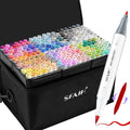 SFAIH Alcohol Markers Brush & Fine - 217 Colors Double Tipped Art Markers for Adult Coloring Illustration, Gifts for Artist Adult - Adjustable Shoulder Strap & Faux Leather Lining & Outer Zip Pocket