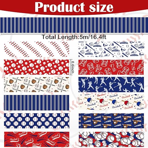 12 Rolls Baseball Washi Tape, Sport Masking Tape, Stadium Decorative Tapes for Scrapbook Journals Envelope DIY Craft Birthday Thanksgiving Christmas Party Gift Wrapping Supplies 16.4FT
