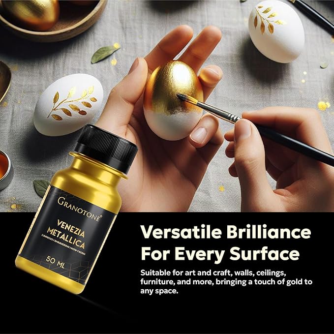 GRANOTONE Acrylic Venezia Metallic Gold Paint 1.69 fl oz Shimmering Non Fading 50 ml Colour Rich Pigments Non Toxic for Kids Artists and Beginners Made in India