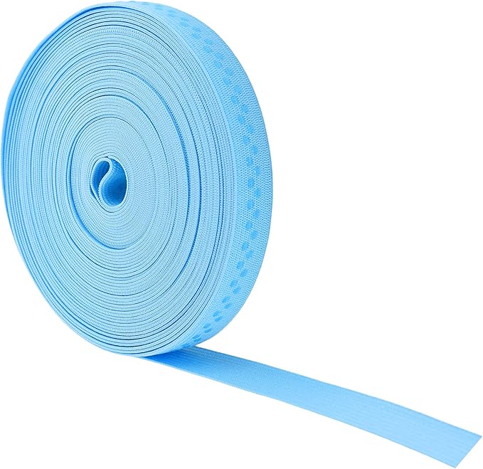 Mandala Crafts 0.5 Inch Elastic Silicone Gripper Tape for Clothing - 10 Yds Dotted Non Slip Elastic Band for Sewing - Light Blue Silicone Flat Fabric Stretchy Ribbon Straps